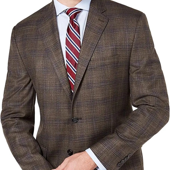 Lauren Ralph Lauren Classic-Fit Ultra-Flex Stretch Light Brown Plaid Sport Coat